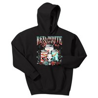 Retro Red White And Boozy Bull Skull Western Funny Drinking Kids Hoodie