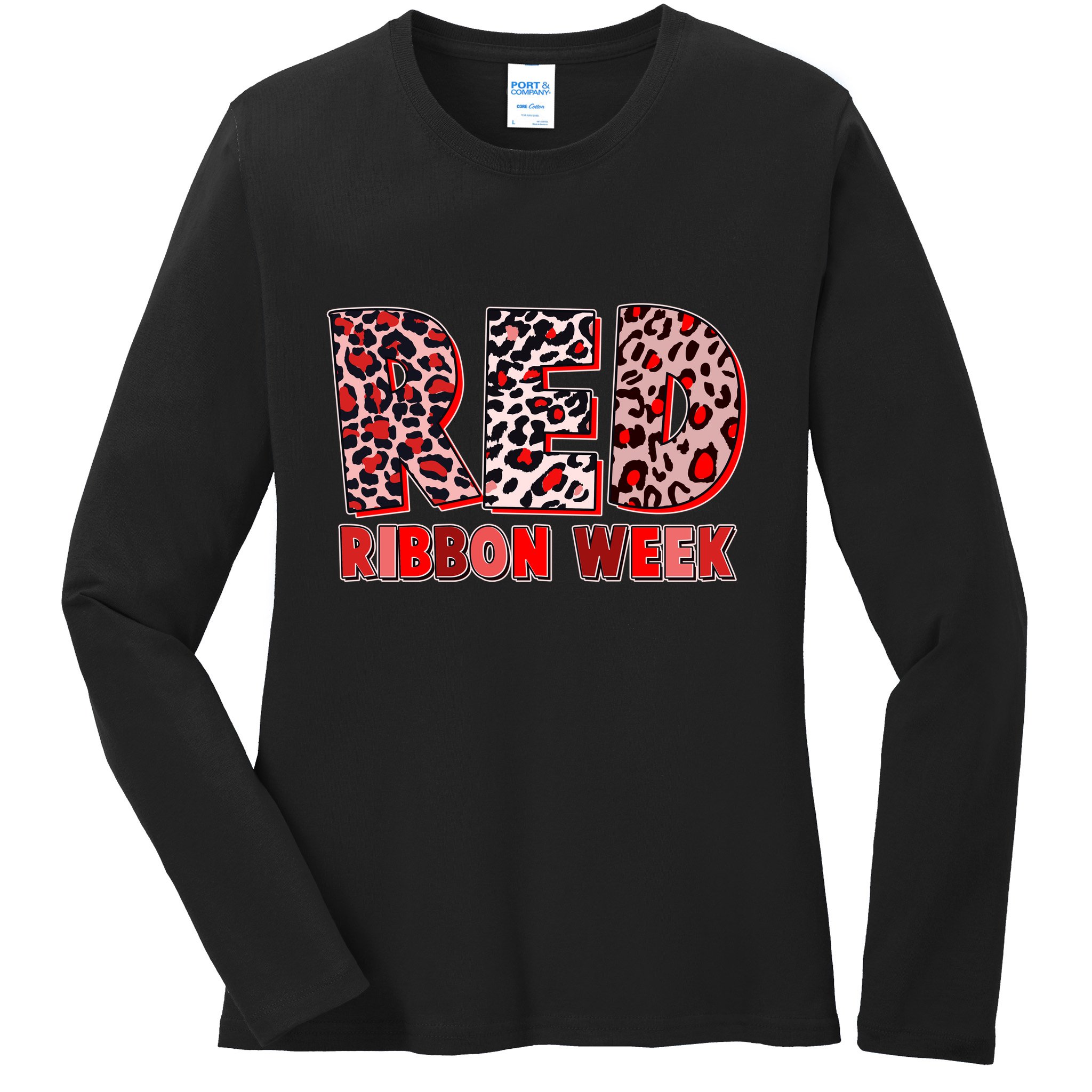 Red Ribbon Week Awareness Ladies Long Sleeve Shirt