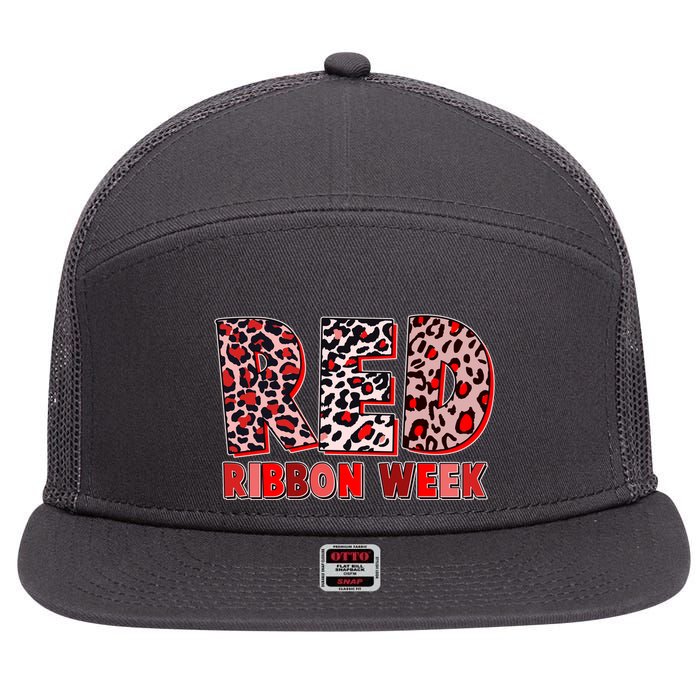 Red Ribbon Week Awareness 7 Panel Mesh Trucker Snapback Hat