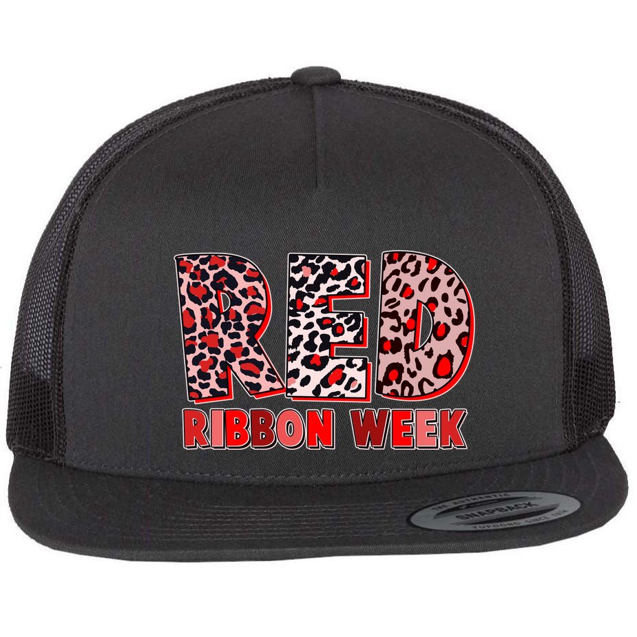 Red Ribbon Week Awareness Flat Bill Trucker Hat