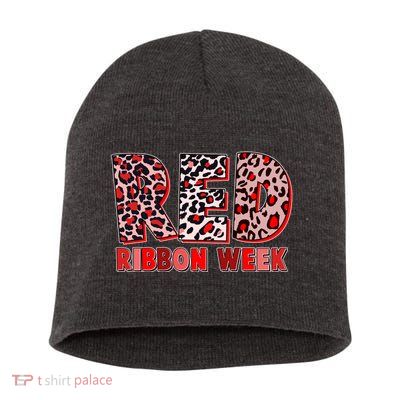 Red Ribbon Week Awareness Short Acrylic Beanie
