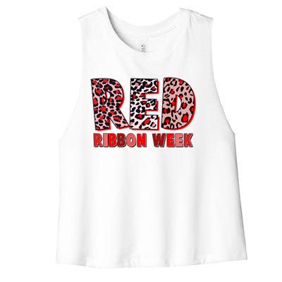 Red Ribbon Week Awareness Women's Racerback Cropped Tank