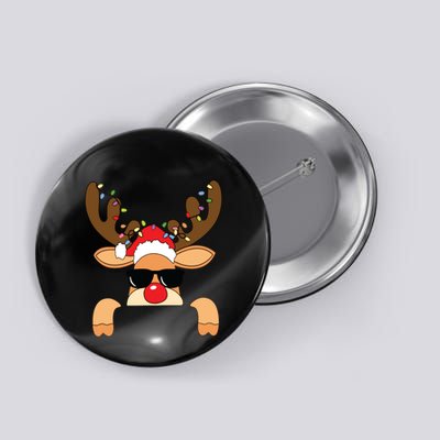Rudolf Reindeer With Glasses In Button