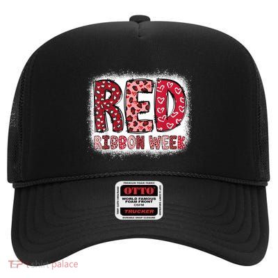 Red Ribbon Week High Crown Mesh Back Trucker Hat
