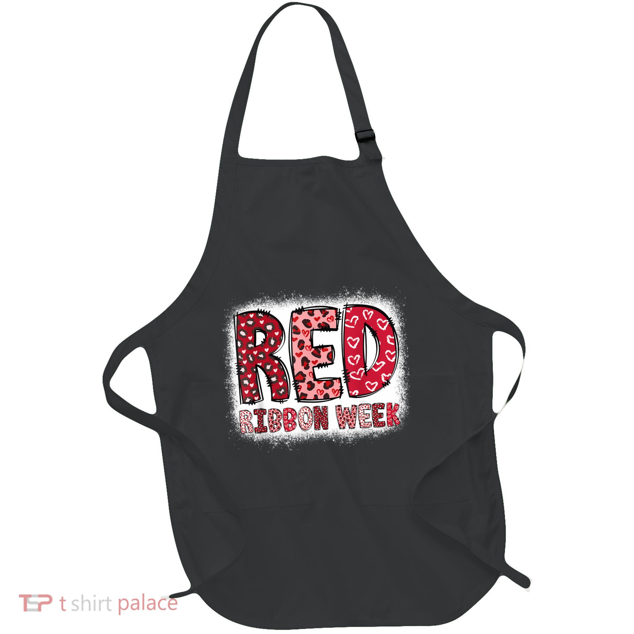 Red Ribbon Week Full-Length Apron With Pockets
