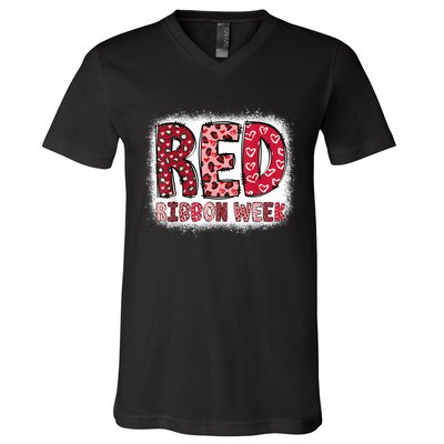 Red Ribbon Week V-Neck T-Shirt