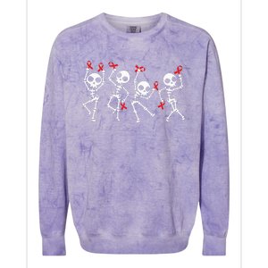 Red Ribbon week Awareness Skeleton Halloween Colorblast Crewneck Sweatshirt