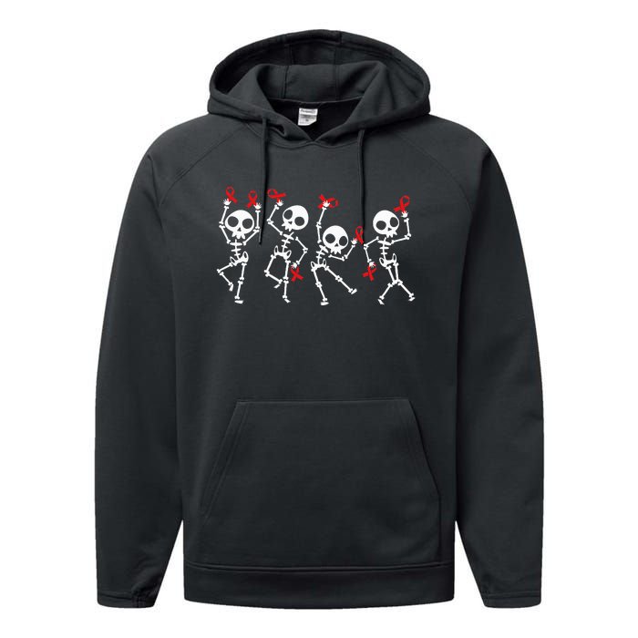 Red Ribbon week Awareness Skeleton Halloween Performance Fleece Hoodie