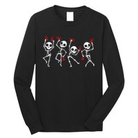 Red Ribbon week Awareness Skeleton Halloween Long Sleeve Shirt