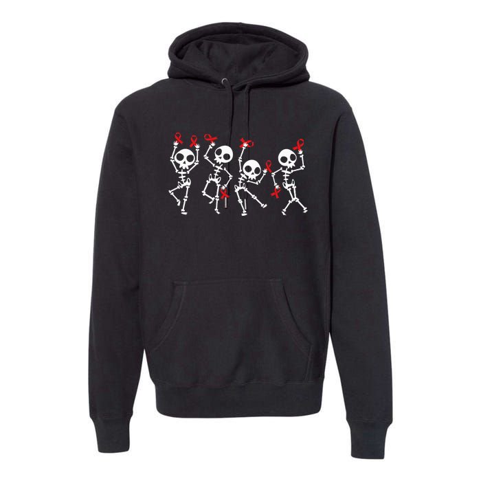 Red Ribbon week Awareness Skeleton Halloween Premium Hoodie