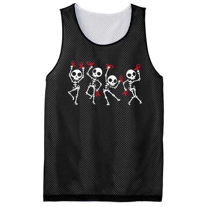 Red Ribbon week Awareness Skeleton Halloween Mesh Reversible Basketball Jersey Tank