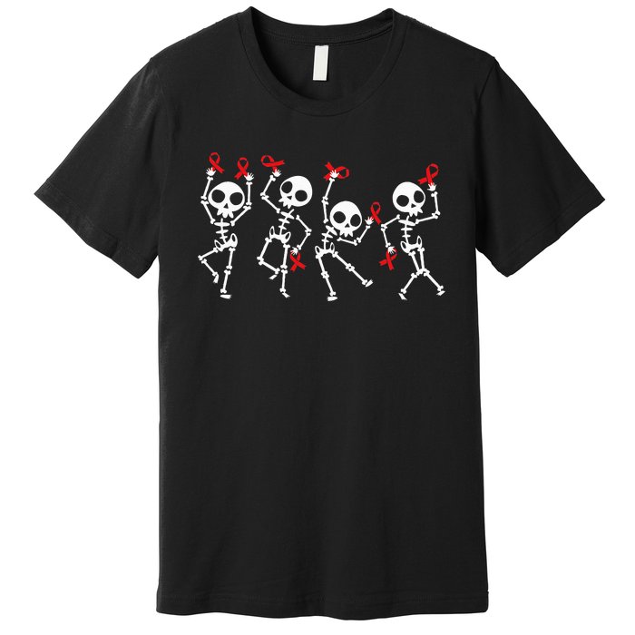 Red Ribbon week Awareness Skeleton Halloween Premium T-Shirt