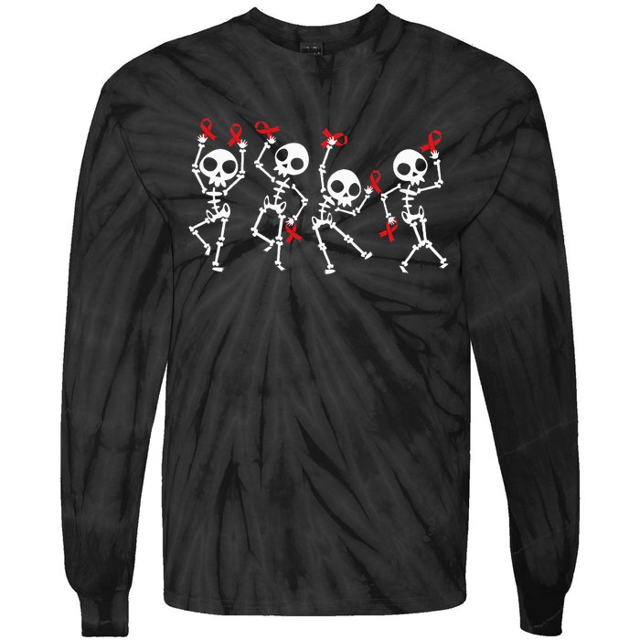 Red Ribbon week Awareness Skeleton Halloween Tie-Dye Long Sleeve Shirt