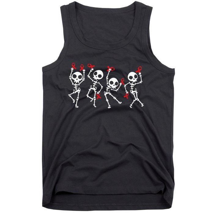 Red Ribbon week Awareness Skeleton Halloween Tank Top