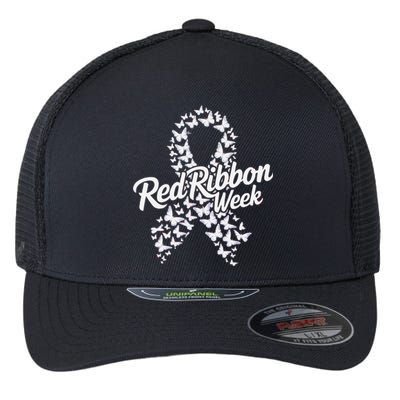 Red Ribbon Week 2024 Hope Love Support Red Ribbon Week Gift Flexfit Unipanel Trucker Cap