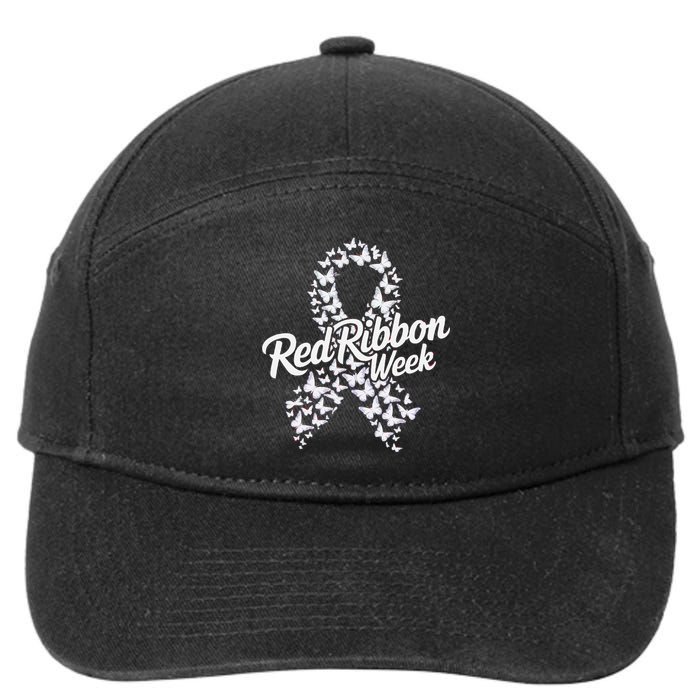 Red Ribbon Week 2024 Hope Love Support Red Ribbon Week Gift 7-Panel Snapback Hat