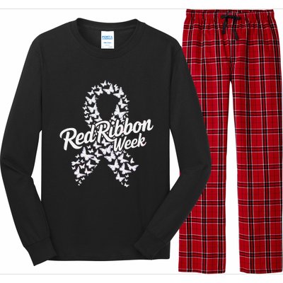 Red Ribbon Week 2024 Hope Love Support Red Ribbon Week Gift Long Sleeve Pajama Set