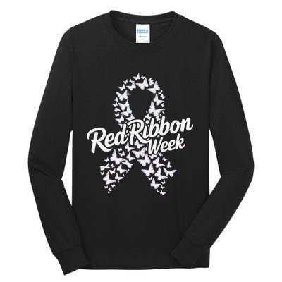 Red Ribbon Week 2024 Hope Love Support Red Ribbon Week Gift Tall Long Sleeve T-Shirt