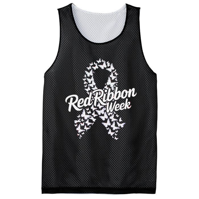 Red Ribbon Week 2024 Hope Love Support Red Ribbon Week Gift Mesh Reversible Basketball Jersey Tank