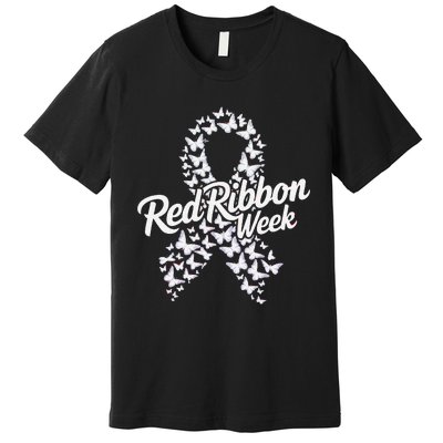 Red Ribbon Week 2024 Hope Love Support Red Ribbon Week Gift Premium T-Shirt