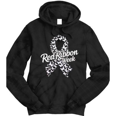 Red Ribbon Week 2024 Hope Love Support Red Ribbon Week Gift Tie Dye Hoodie