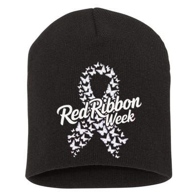 Red Ribbon Week 2024 Hope Love Support Red Ribbon Week Gift Short Acrylic Beanie