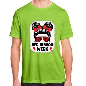 Red Ribbon Week Women Messy Bun Red Ribbon Week Awareness Gift Adult ChromaSoft Performance T-Shirt