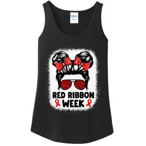 Red Ribbon Week Women Messy Bun Red Ribbon Week Awareness Gift Ladies Essential Tank