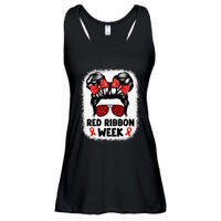 Red Ribbon Week Women Messy Bun Red Ribbon Week Awareness Gift Ladies Essential Flowy Tank