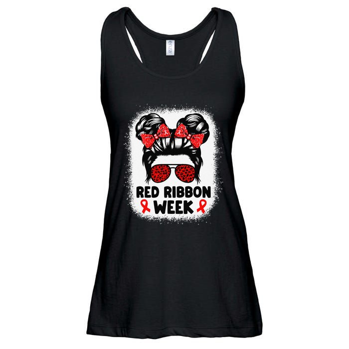 Red Ribbon Week Women Messy Bun Red Ribbon Week Awareness Gift Ladies Essential Flowy Tank