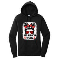 Red Ribbon Week Women Messy Bun Red Ribbon Week Awareness Gift Women's Pullover Hoodie