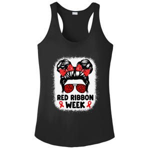 Red Ribbon Week Women Messy Bun Red Ribbon Week Awareness Gift Ladies PosiCharge Competitor Racerback Tank