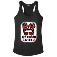 Red Ribbon Week Women Messy Bun Red Ribbon Week Awareness Gift Ladies PosiCharge Competitor Racerback Tank