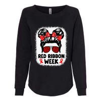 Red Ribbon Week Women Messy Bun Red Ribbon Week Awareness Gift Womens California Wash Sweatshirt