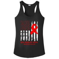 Red Ribbon Week Awareness American USA Flag Red Ribbon Week Ladies PosiCharge Competitor Racerback Tank