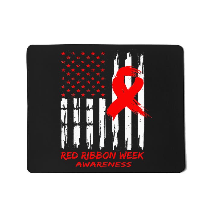 Red Ribbon Week Awareness American USA Flag Red Ribbon Week Mousepad