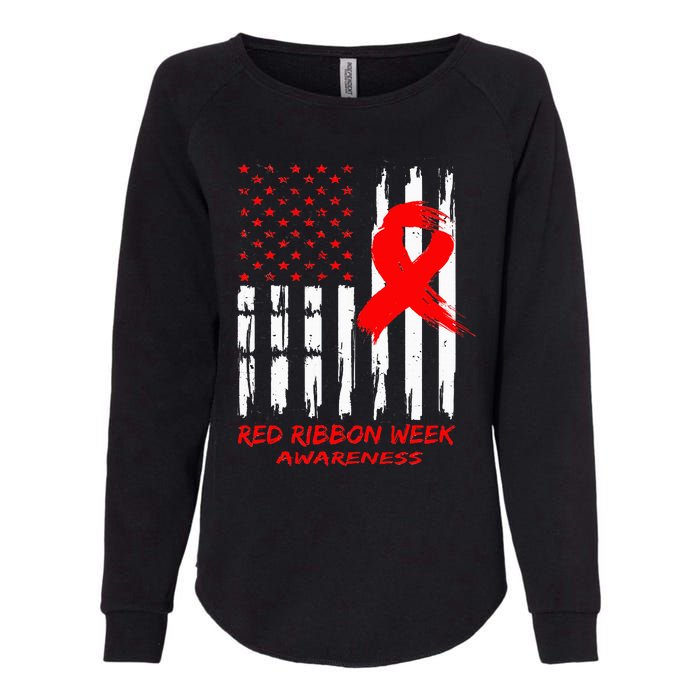 Red Ribbon Week Awareness American USA Flag Red Ribbon Week Womens California Wash Sweatshirt