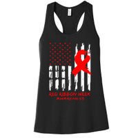 Red Ribbon Week Awareness American USA Flag Red Ribbon Week Women's Racerback Tank