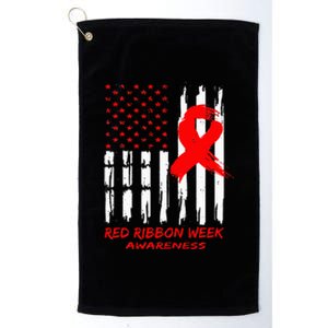 Red Ribbon Week Awareness American USA Flag Red Ribbon Week Platinum Collection Golf Towel