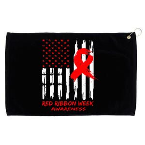 Red Ribbon Week Awareness American USA Flag Red Ribbon Week Grommeted Golf Towel