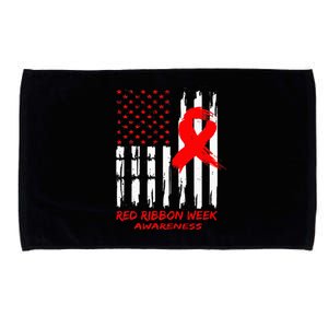 Red Ribbon Week Awareness American USA Flag Red Ribbon Week Microfiber Hand Towel