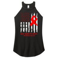 Red Ribbon Week Awareness American USA Flag Red Ribbon Week Women's Perfect Tri Rocker Tank