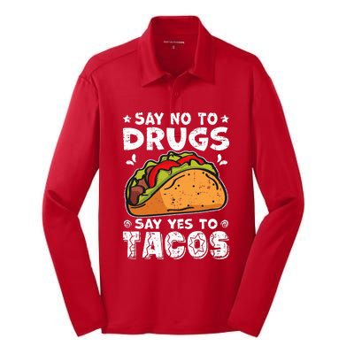 Red Ribbon Week Say No To Drugs Say Yes To Tacos Taco Silk Touch Performance Long Sleeve Polo