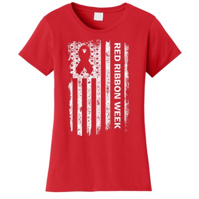 Red Ribbon Week American Flag Vintage Distressed Women's T-Shirt