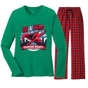 Red Ribbon Week Awareness For Students And Teachers Women's Long Sleeve Flannel Pajama Set 