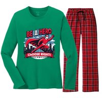 Red Ribbon Week Awareness For Students And Teachers Women's Long Sleeve Flannel Pajama Set 