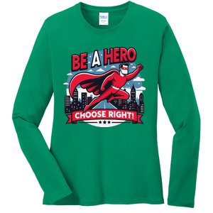 Red Ribbon Week Awareness For Students And Teachers Ladies Long Sleeve Shirt