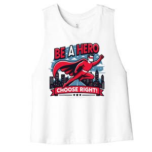 Red Ribbon Week Awareness For Students And Teachers Women's Racerback Cropped Tank