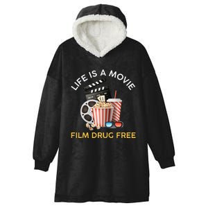 Red Ribbon Week Life Is A Movie Film Drug Free Hooded Wearable Blanket