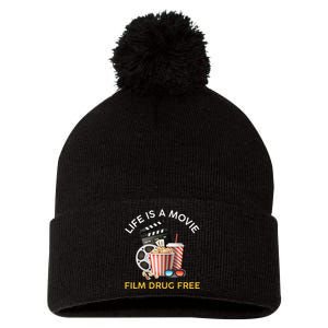 Red Ribbon Week Life Is A Movie Film Drug Free Pom Pom 12in Knit Beanie